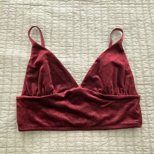 Velvet Ribbed Bralette Crop Top - Medium